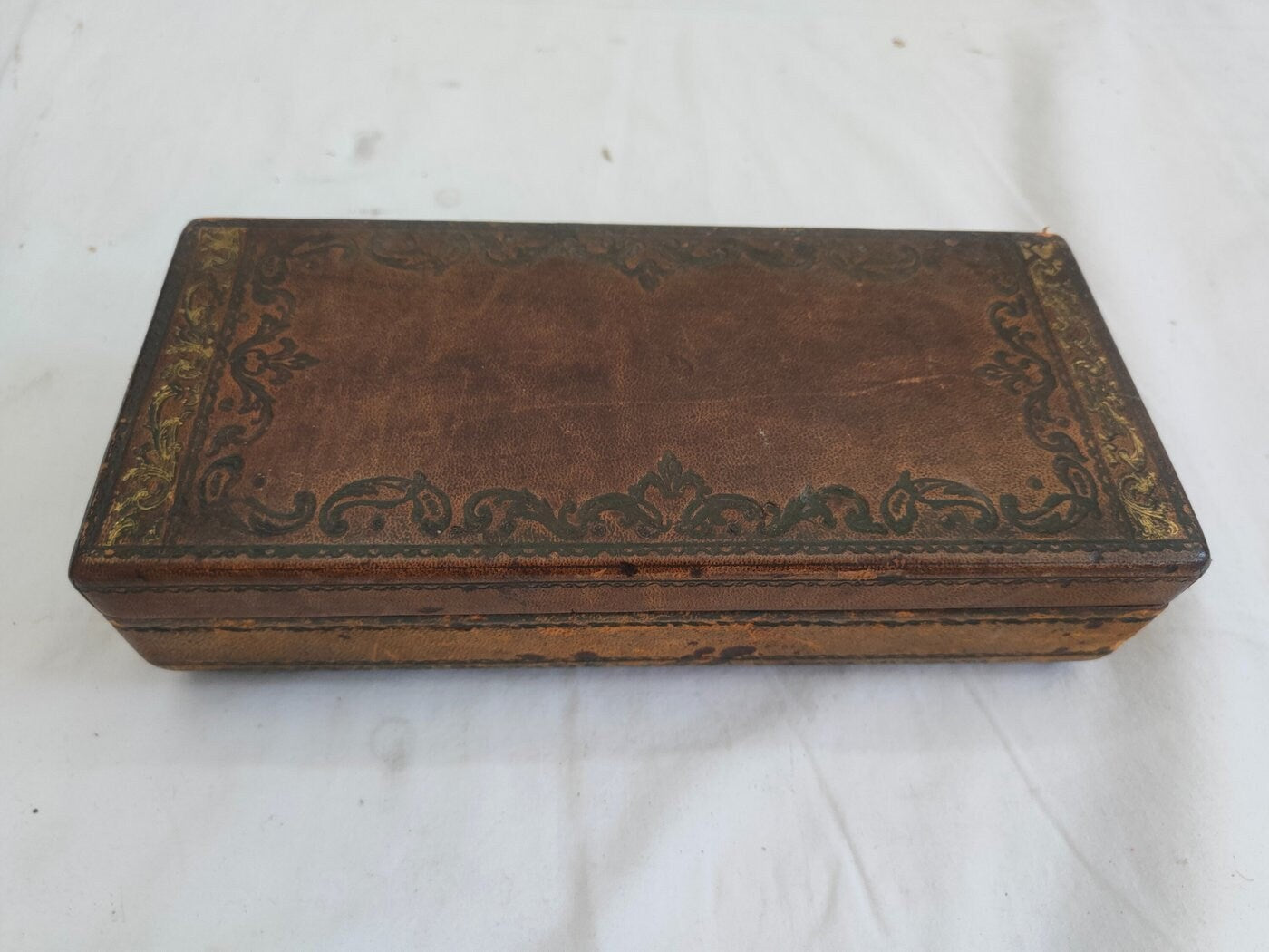 Scatola antica in legno e pelle modiano made in Italy