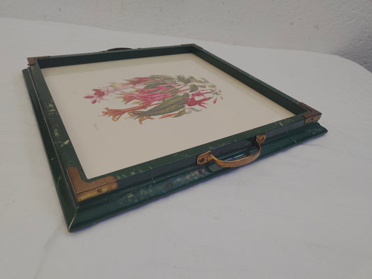 Vassoio Vintage in Legno con Decorazioni in Ottone - Stile e Eleganza
