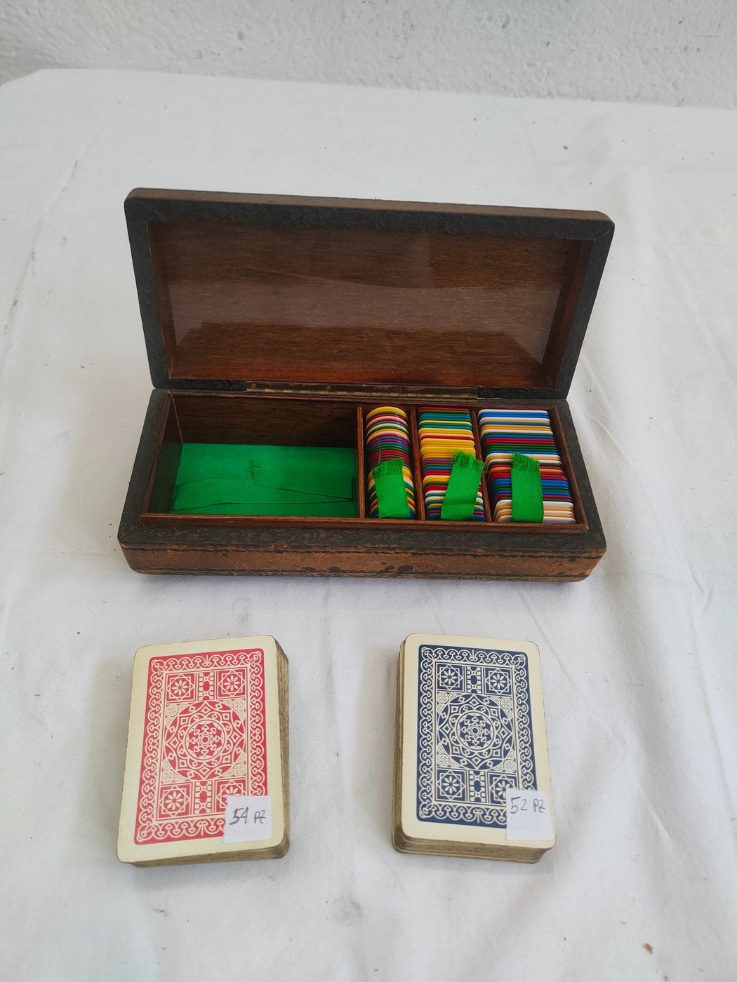 Scatola antica in legno e pelle modiano made in Italy