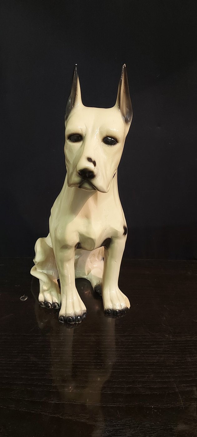 Scultura Vintage cane di razza da collezione Anni '50/'60 - 30x35x5 cm statua cane seduto