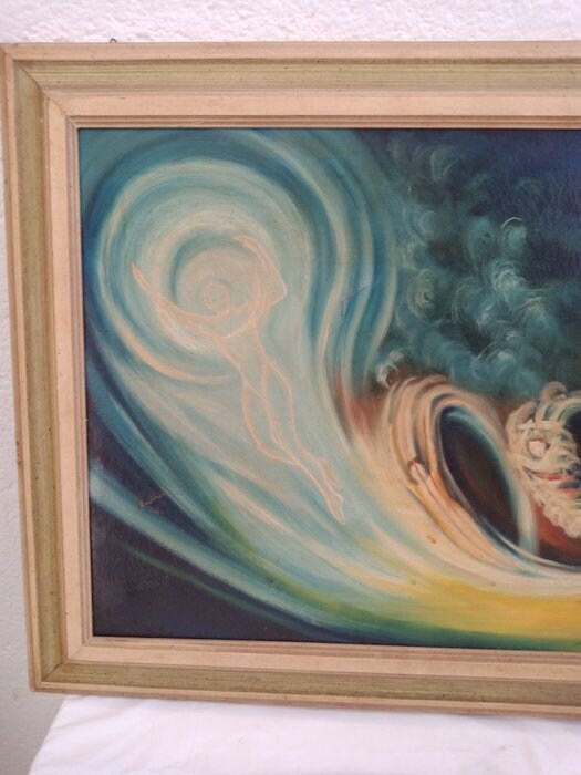 Quadro Astratto Dipinto a Mano - Cornice 112x63 cm - Firmato Marfan 1971