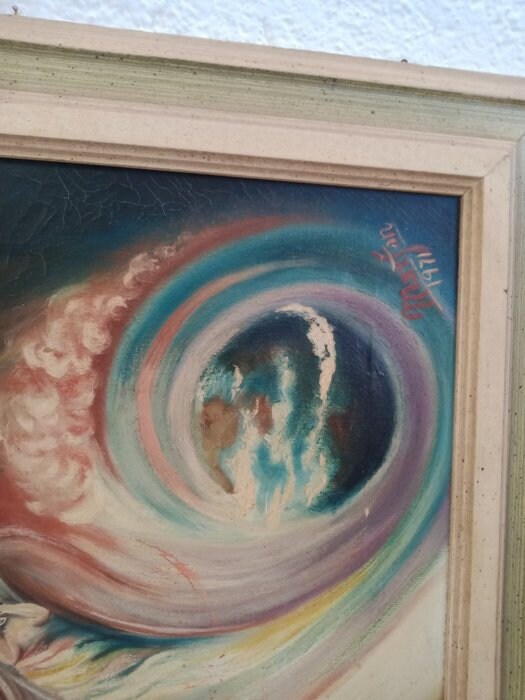Quadro Astratto Dipinto a Mano - Cornice 112x63 cm - Firmato Marfan 1971