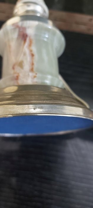 Coppia lampade da comodino vintage anni 50/60 in marmo e argento 800 con coppe in vetro  eleganza rétro funzionanti