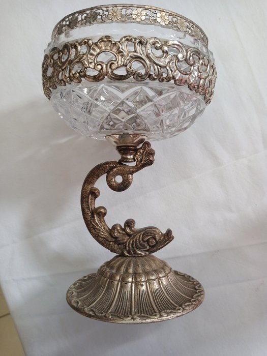 Antica Coppa in Argento 1000 con Base - Eleganza e Stile Intramontabile