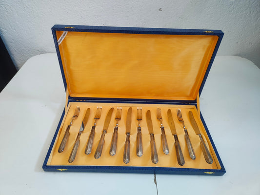 Set di 6 Forchette e 6 Coltelli Vintage in Argento 800