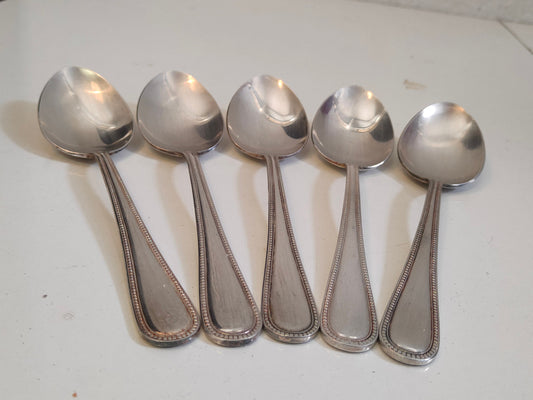 5 Cucchiai Placcati Argento Antico Vintage Stile Impero Elegante