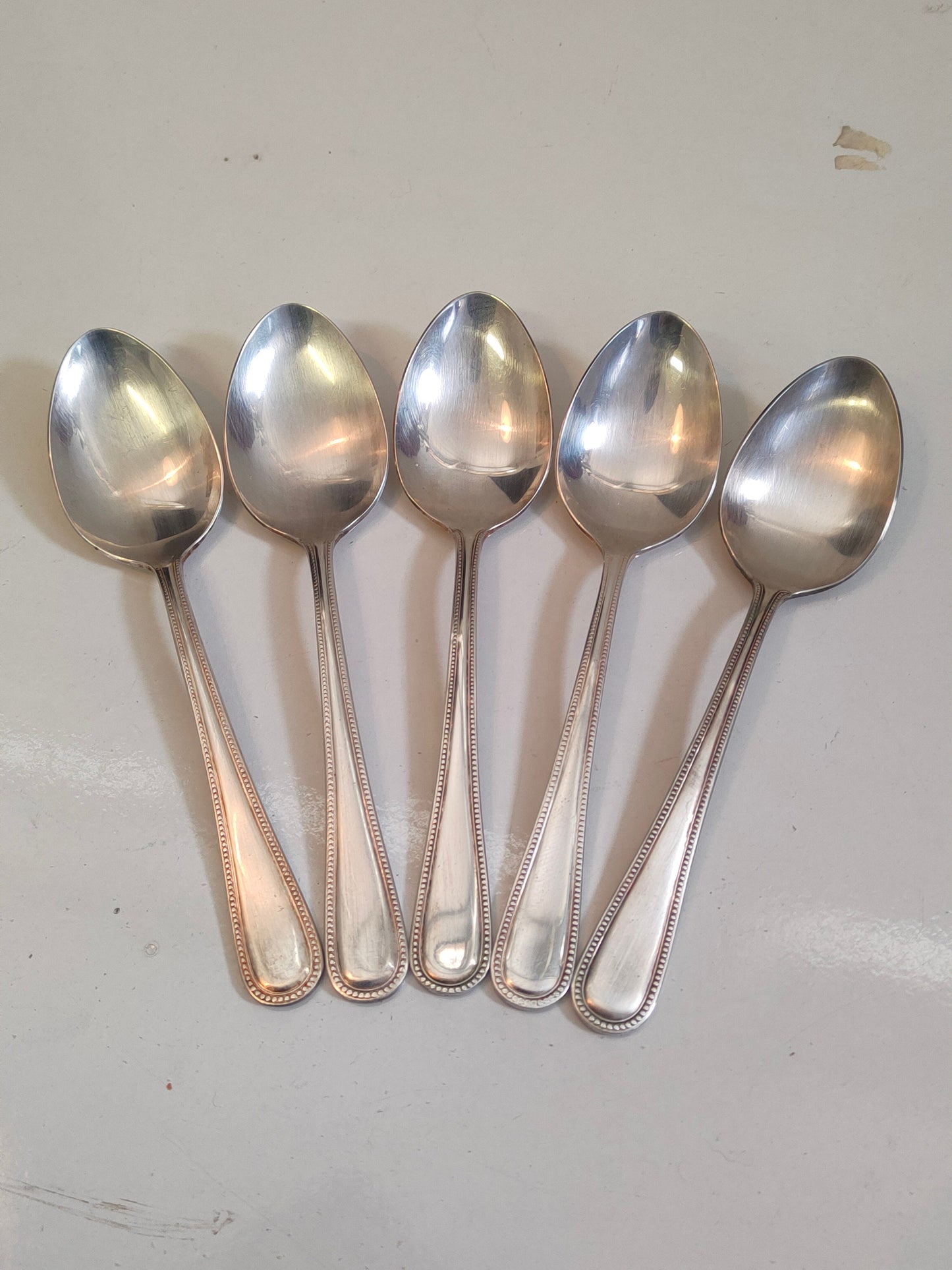 5 Cucchiai Placcati Argento Antico Vintage Stile Impero Elegante