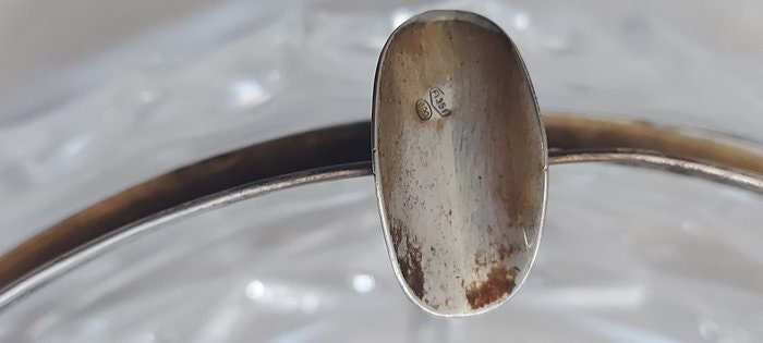 Bellissima Posacenere in Cristallo Art Nouveau Molato Anni 50/60 con Bordo in Argento 800