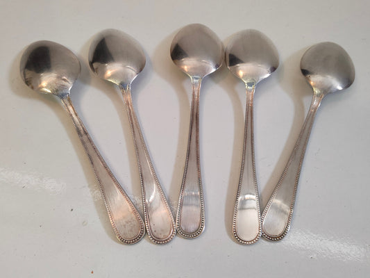 5 Cucchiai Placcati Argento Antico Vintage Stile Impero Elegante