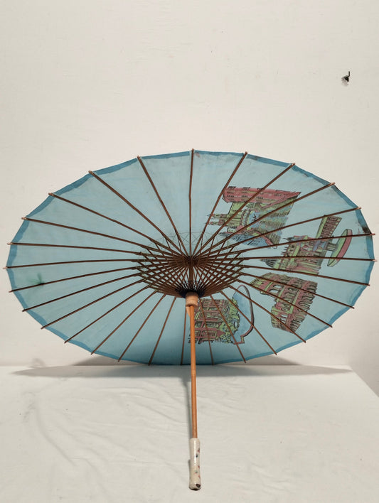 Ombrello vintage con raffigurazione dei monumenti di Roma (diametro 85 cm)