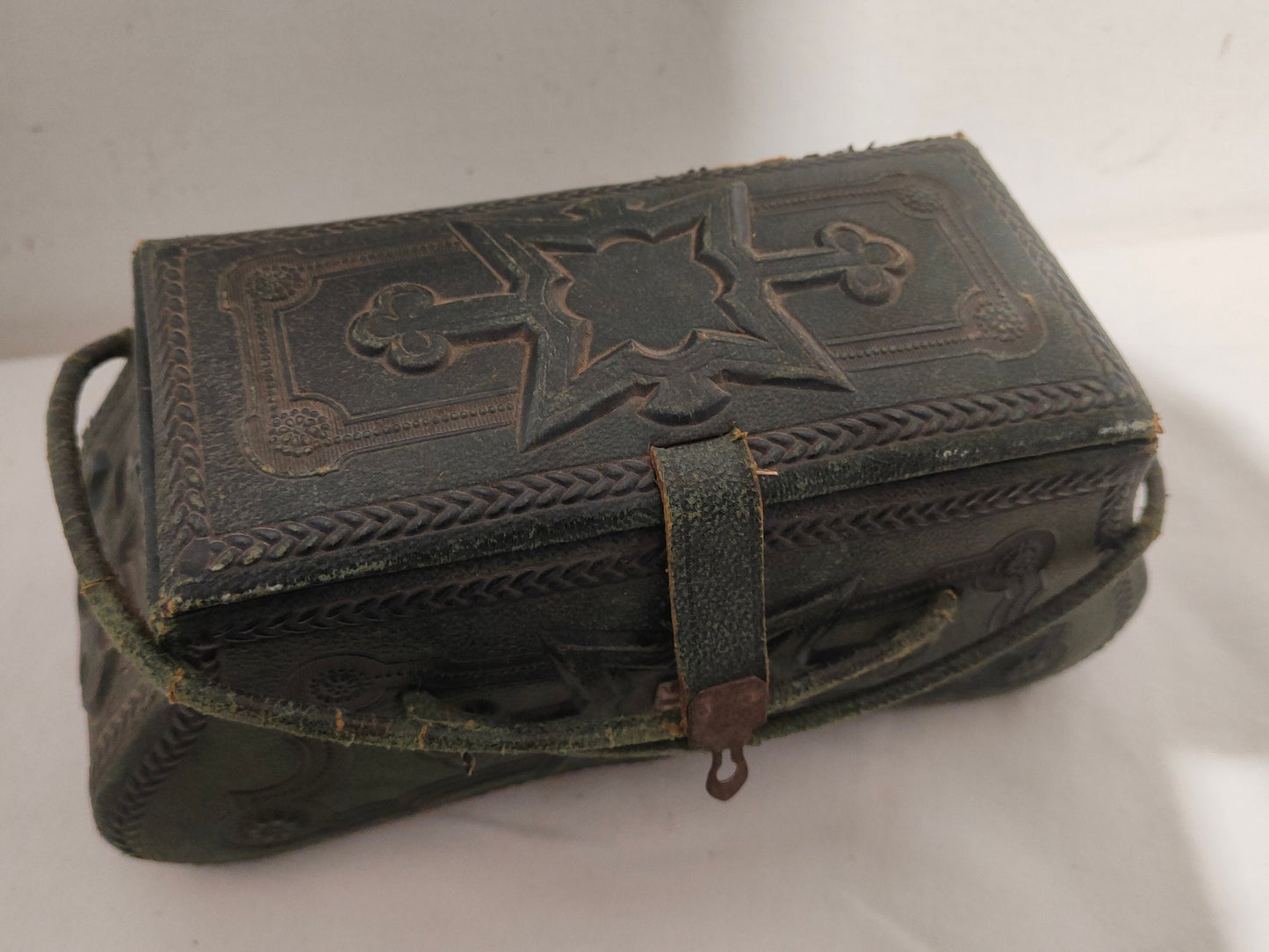 Scatola da Cucito Vintage in Pelle e Argento 800