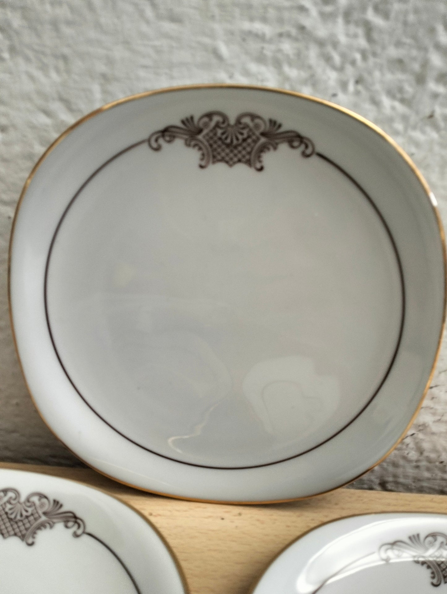 Set di 5 Piatti Vintage Winterling Bavaria con Bordo Dorato 18,50 x 18,50 cm