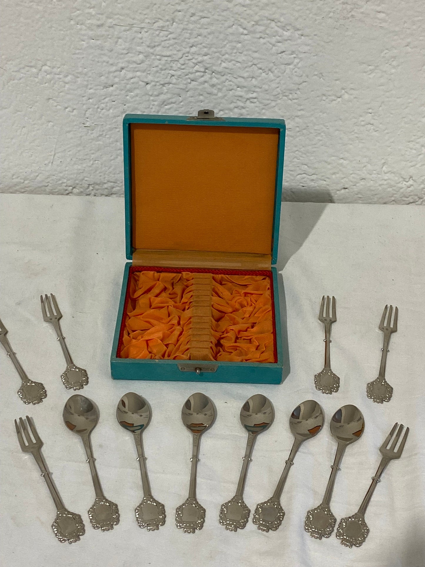 Elegante servizio di posate placcate argento - 6 cucchiaini e 6 forchette