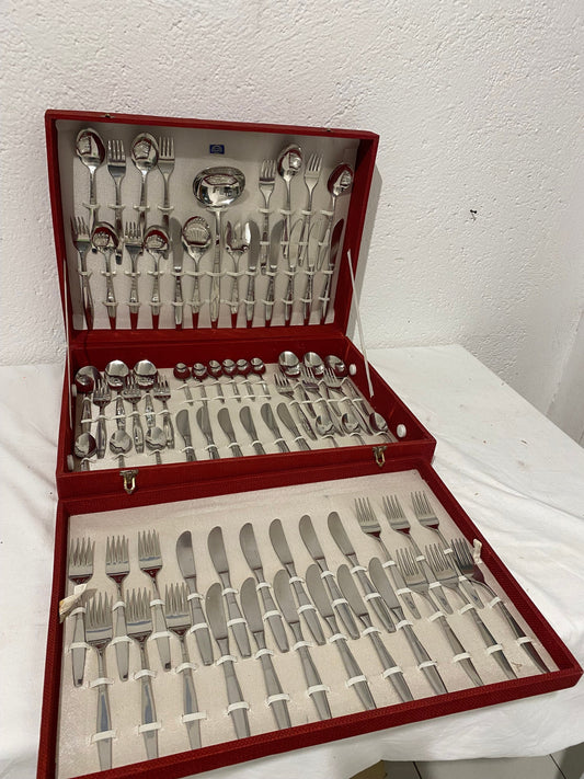 Servizio Posate da 24 Persone - Elegante Regalo di Nozze in Scatola a Due Piani