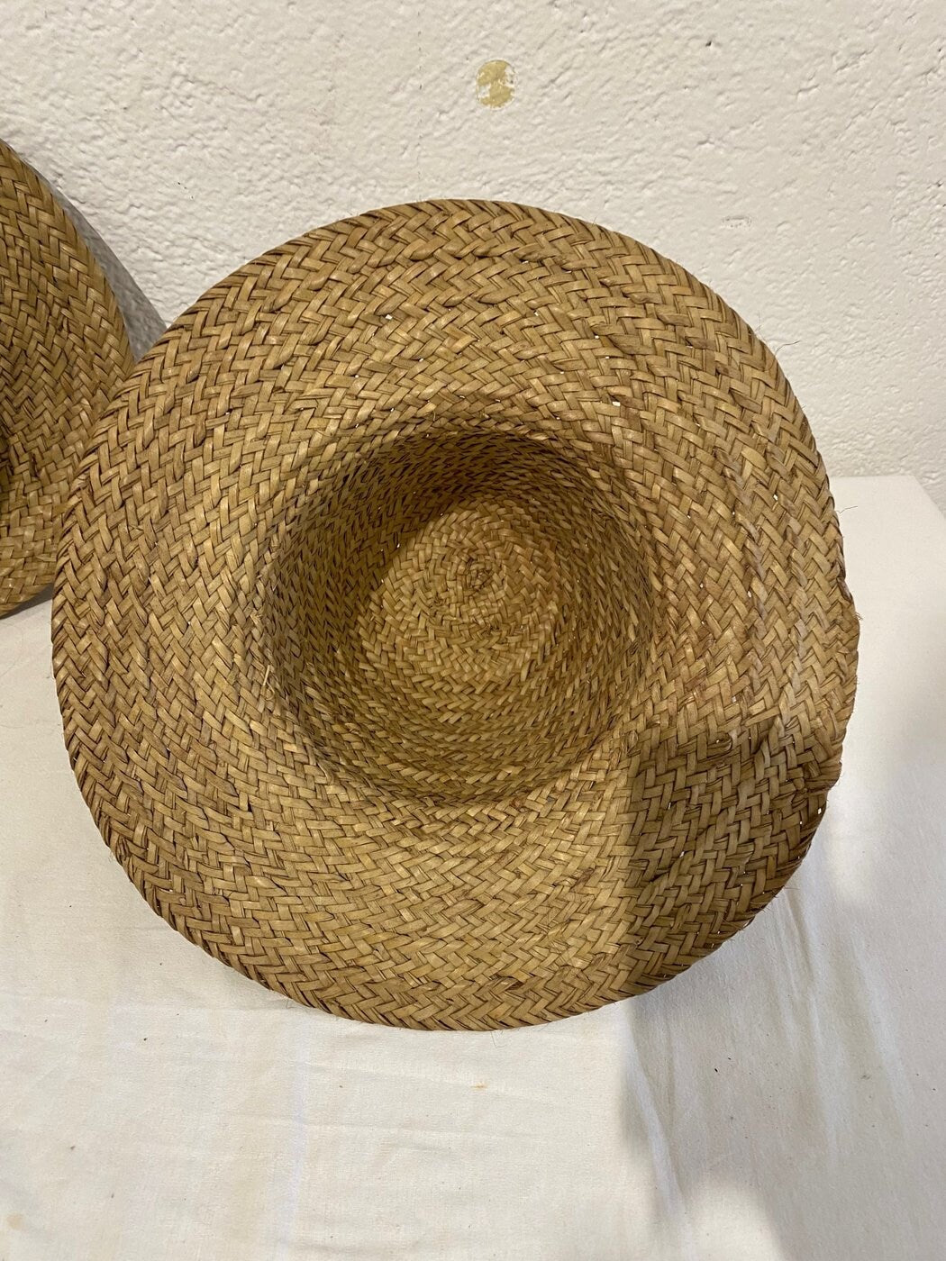 cappello rotondo fatto a mano in bambù e rattan vintage - Set di 3