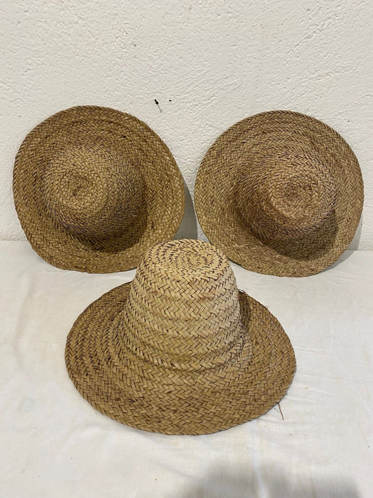 cappello rotondo fatto a mano in bambù e rattan vintage - Set di 3