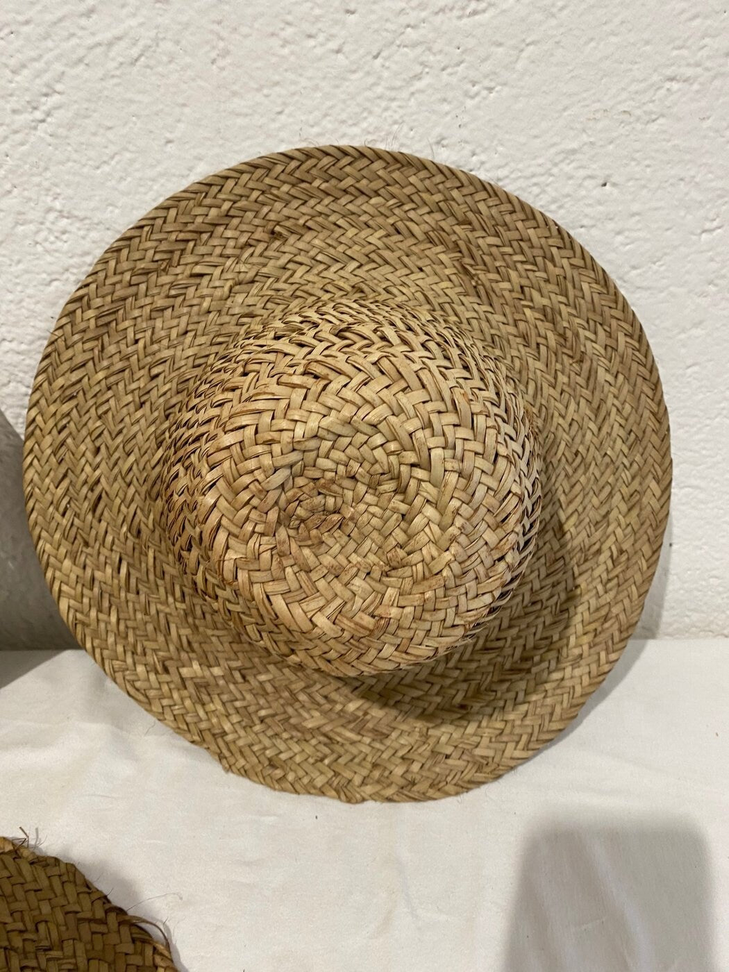 cappello rotondo fatto a mano in bambù e rattan vintage - Set di 3