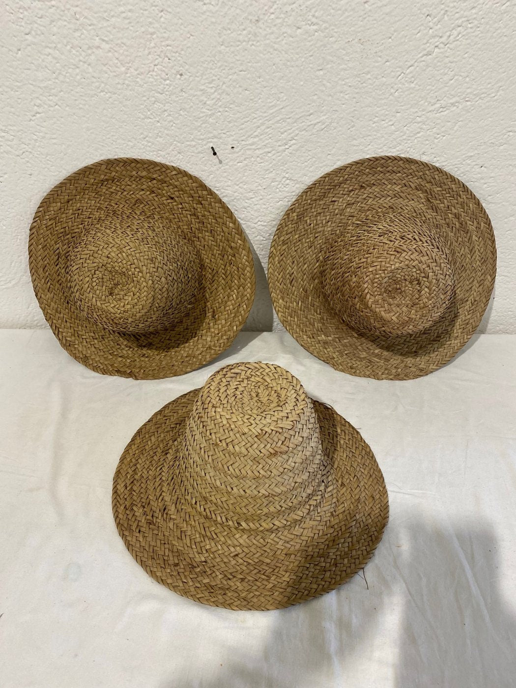 cappello rotondo fatto a mano in bambù e rattan vintage - Set di 3