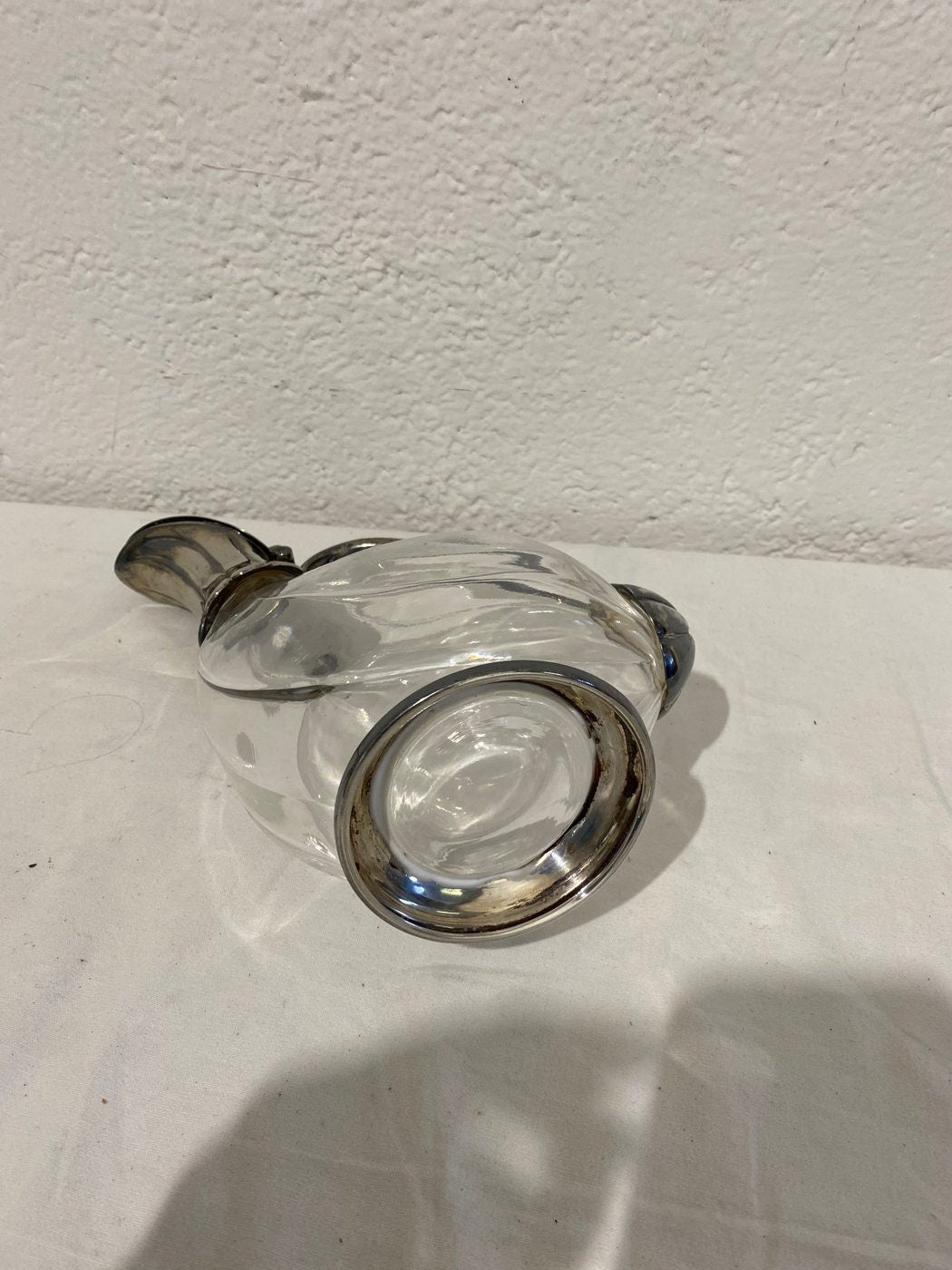 Decanter vintage in vetro e argento placcato