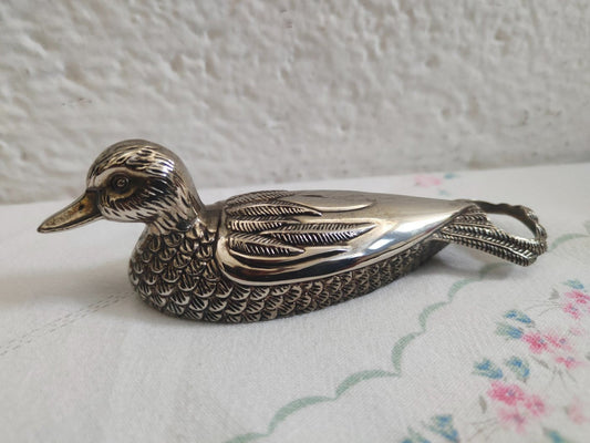 Apribottiglie a forma di anatra placcato argento anni '60