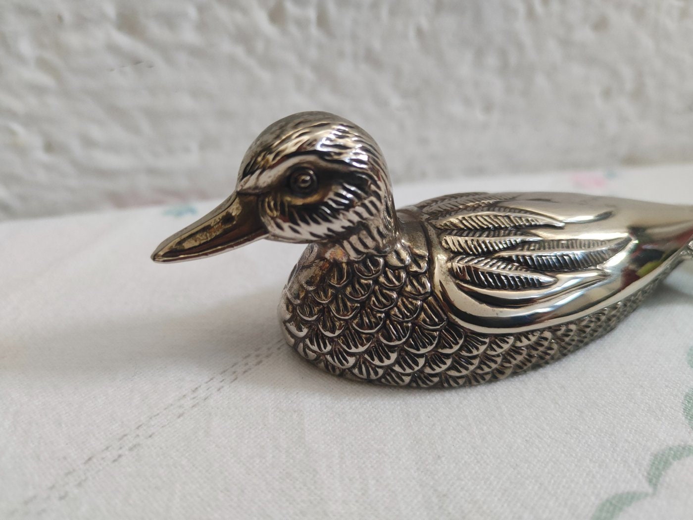 Apribottiglie a forma di anatra placcato argento anni '60