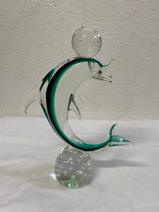Scultura in Vetro di Murano a Forma di Delfino - Un'Opera d'Arte Unica e Rara