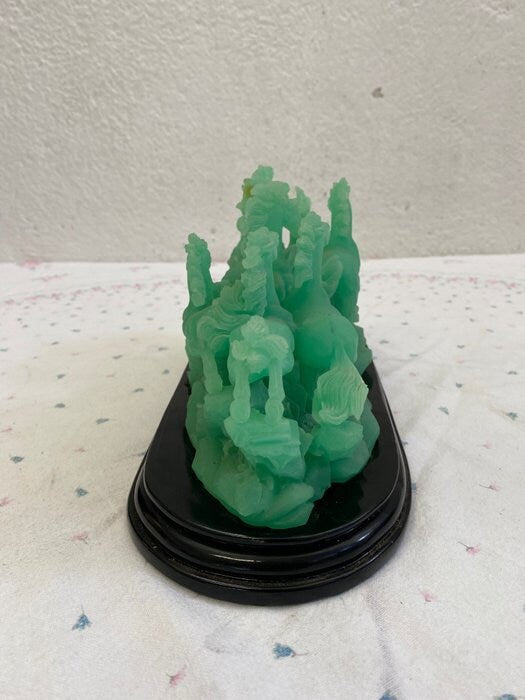 Scultura in vetro con mandria di cavalli - Verde smeraldo - Arredo vintage Regalo esclusivo - Regali personalizzati