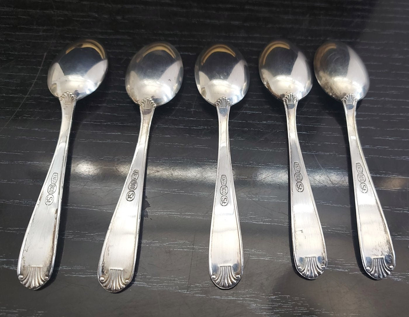 Cucchiai Argento Antico Vintage Stile Impero Elegante 5 pz
