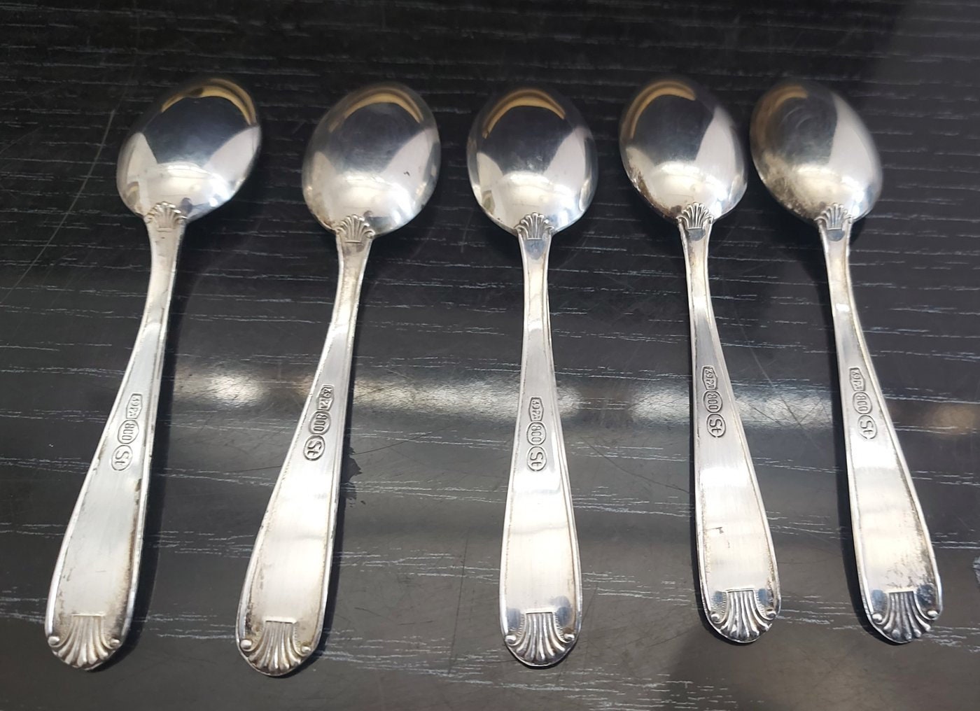 Cucchiai Argento Antico Vintage Stile Impero Elegante 5 pz