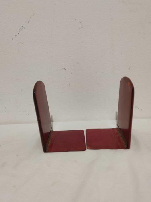 Coppia di fermalibri in legno e pelle made in Italy: un tocco di eleganza e raffinatezza per la tua libreria