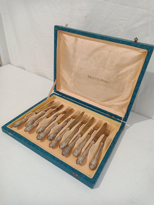 Servizio Posate da Dolce in Argento 800 - Perfetto Regalo vintage