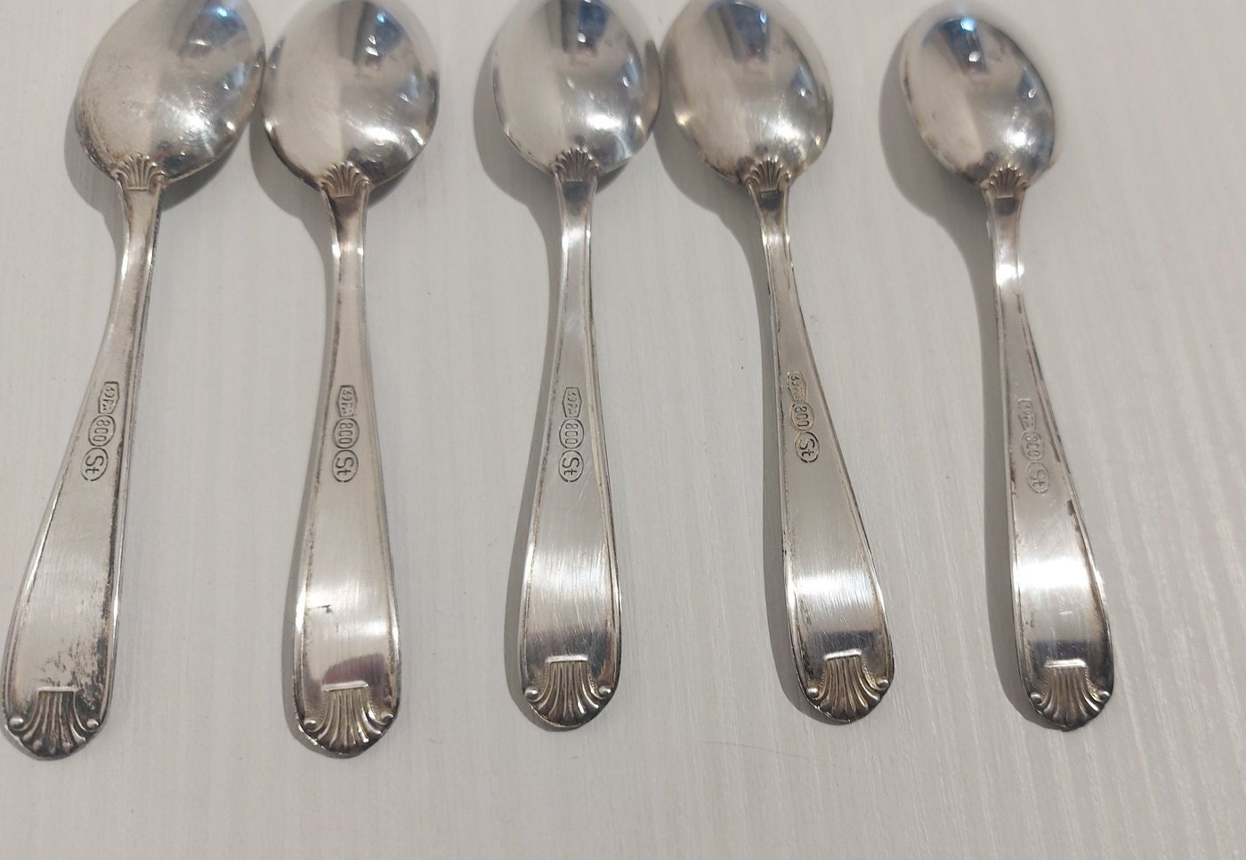 Cucchiai Argento Antico Vintage Stile Impero Elegante 5 pz