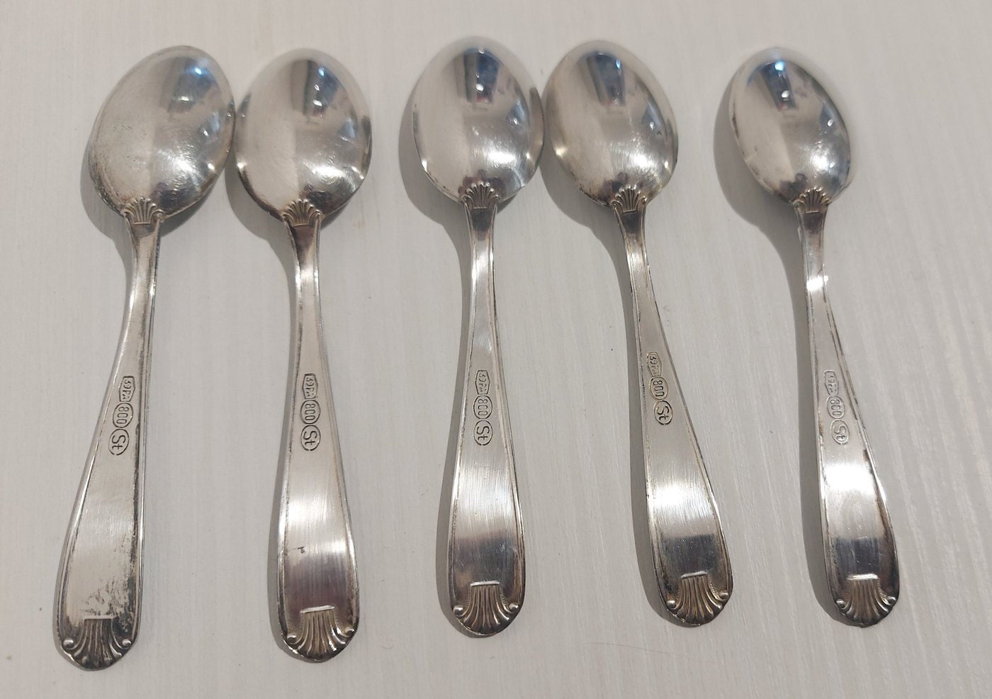 Cucchiai Argento Antico Vintage Stile Impero Elegante 5 pz