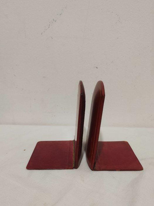 Coppia di fermalibri in legno e pelle made in Italy: un tocco di eleganza e raffinatezza per la tua libreria