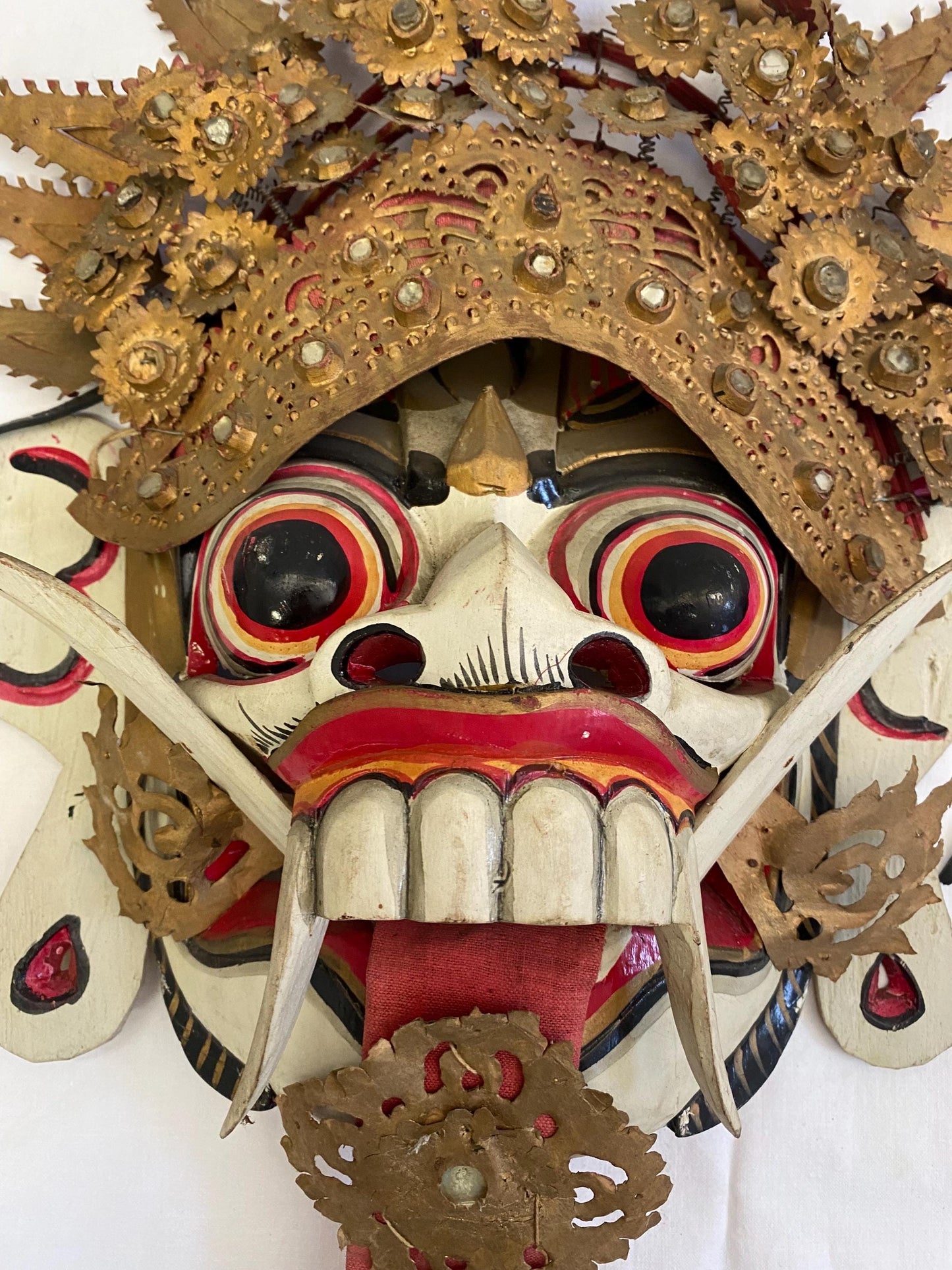 Maschera da Demone Tribale Balinese - Maschera da Diavolo Dipinta a Mano con corona - Rangda Strega Malvagia