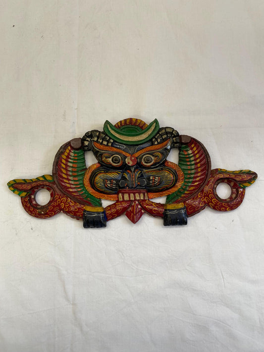 Maschera Tribale Tradizionale in Legno - Maschera del Diavolo dello Sri Lanka per Appendere a Parete - Colori Giallo e Rosso