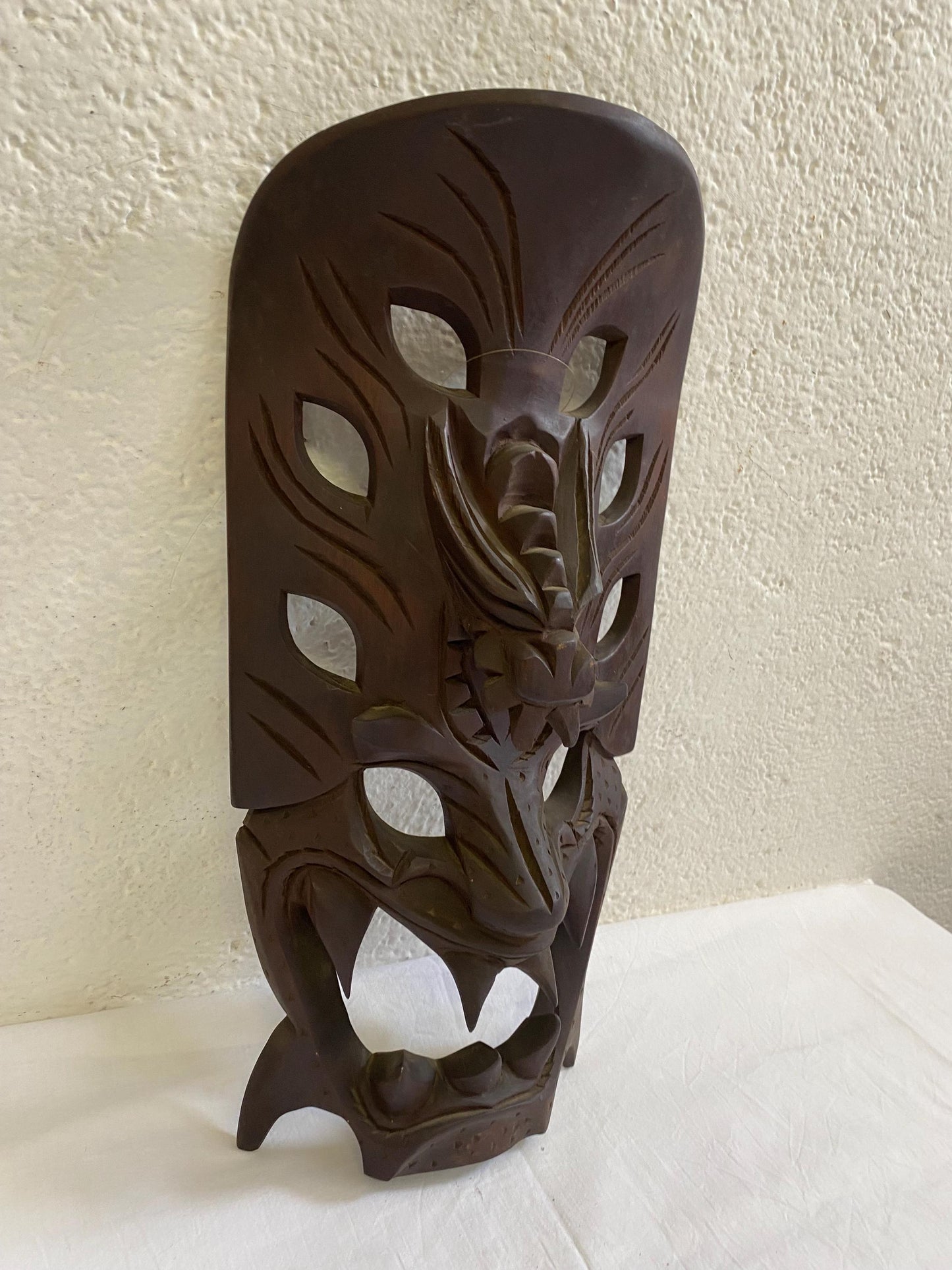 Maschera Tribale Ifugao Filippine - Maschera di Drago e Demone Intagliata a Mano in Legno - 52 x 25 x 10 cm