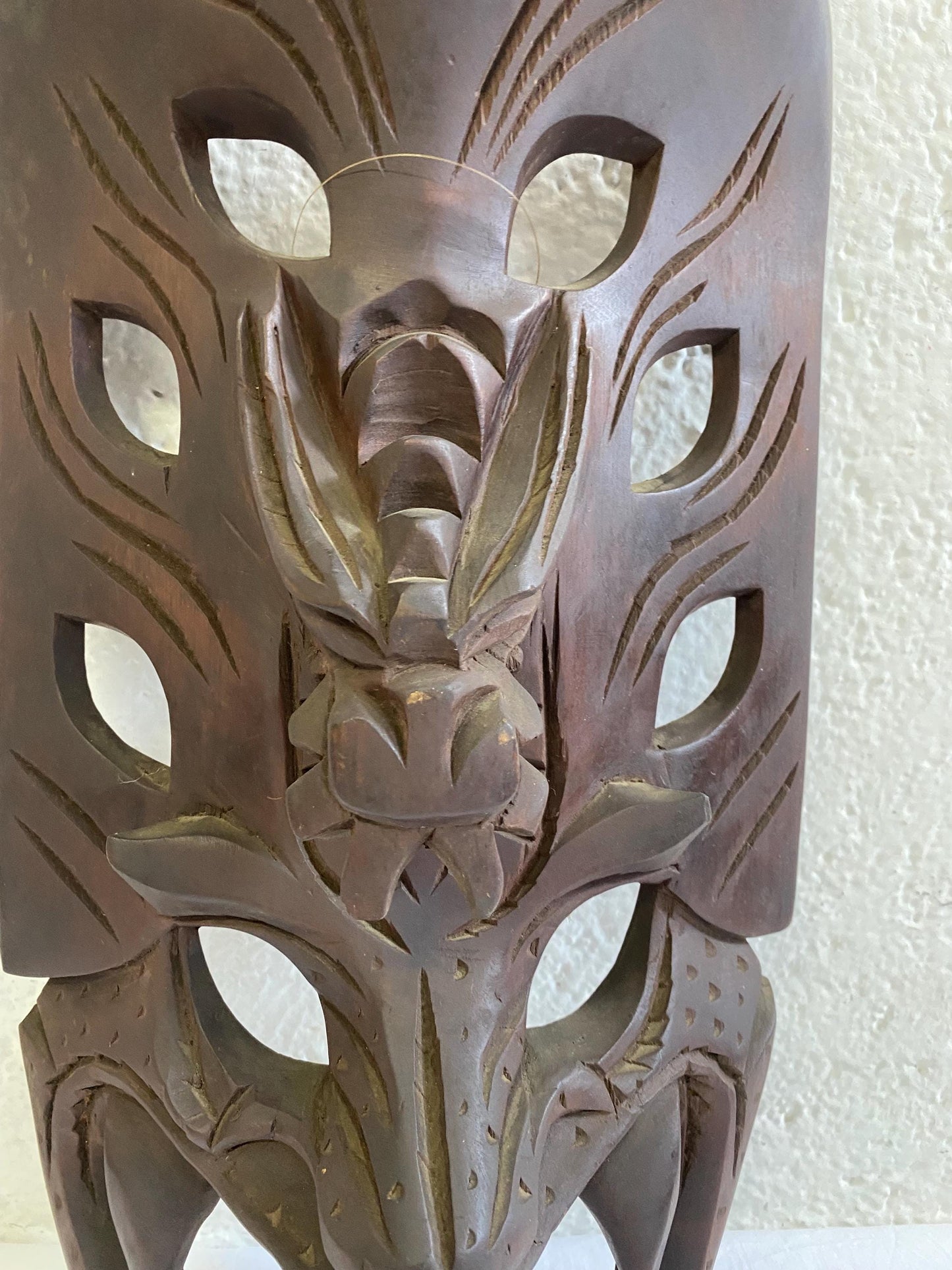 Maschera Tribale Ifugao Filippine - Maschera di Drago e Demone Intagliata a Mano in Legno - 52 x 25 x 10 cm
