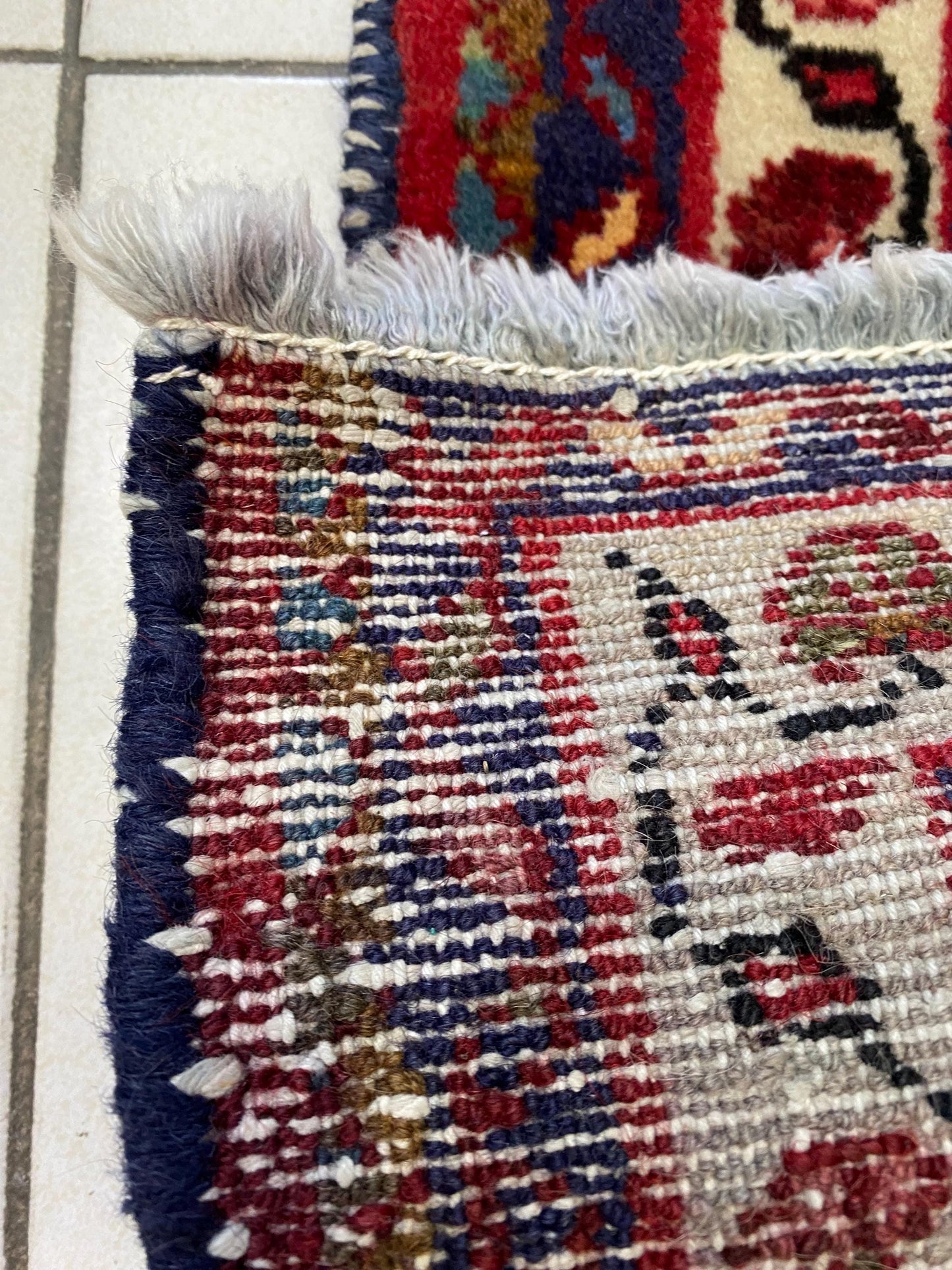 Tappeto Persiano Fatto a Mano, 70x120cm Tappeto in Lana, Tappeto Orientale Vintage Rosso, Design Floreale, Arredamento Bohemien