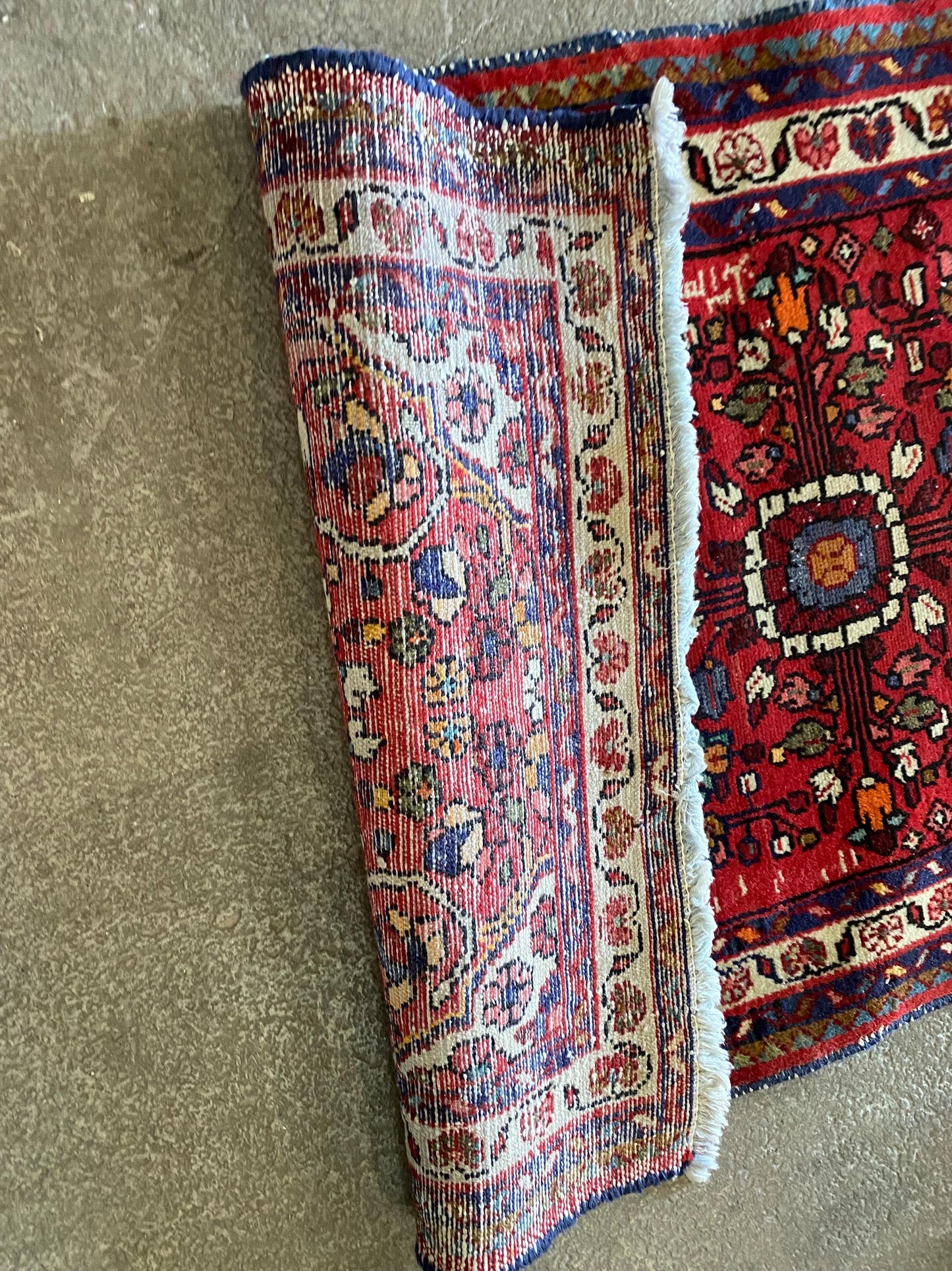 Tappeto Persiano Fatto a Mano, 70x120cm Tappeto in Lana, Tappeto Orientale Vintage Rosso, Design Floreale, Arredamento Bohemien