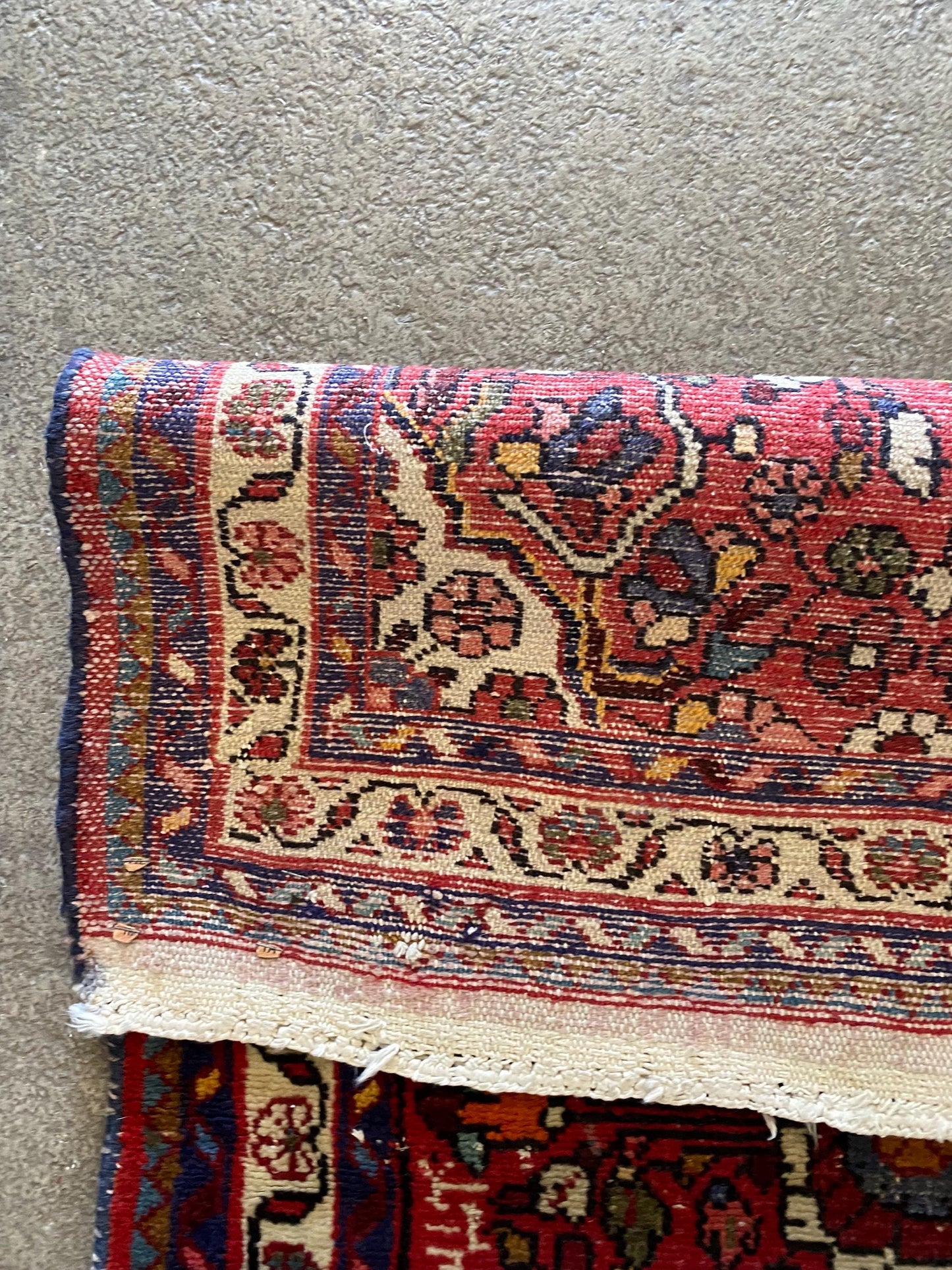 Tappeto Persiano Fatto a Mano, 70x120cm Tappeto in Lana, Tappeto Orientale Vintage Rosso, Design Floreale, Arredamento Bohemien