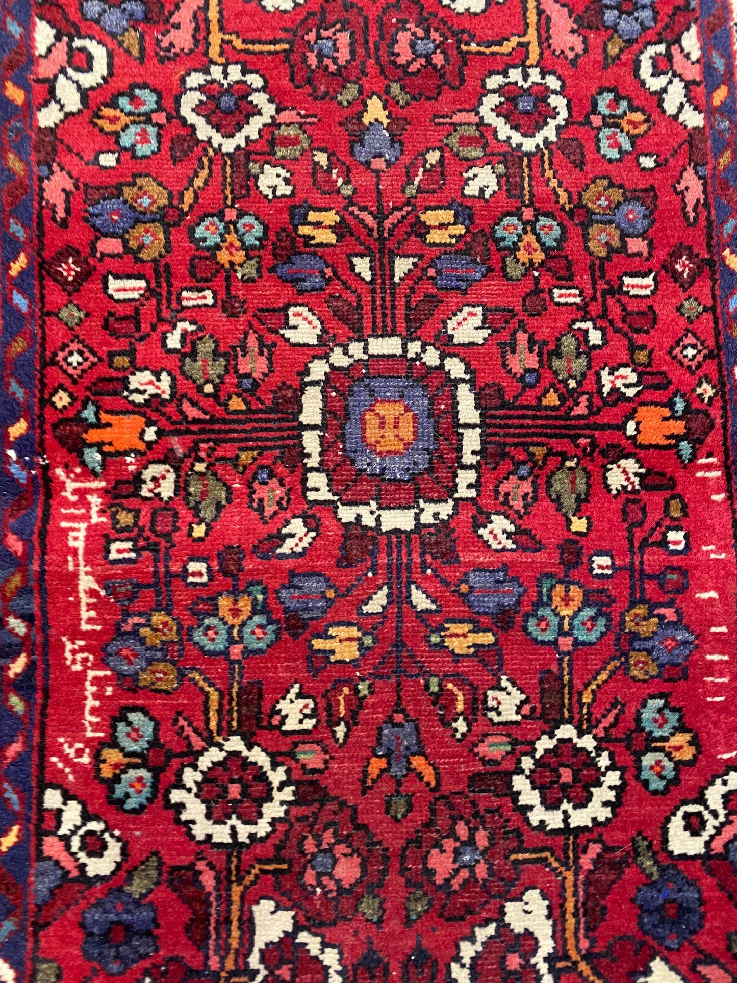 Tappeto Persiano Fatto a Mano, 70x120cm Tappeto in Lana, Tappeto Orientale Vintage Rosso, Design Floreale, Arredamento Bohemien