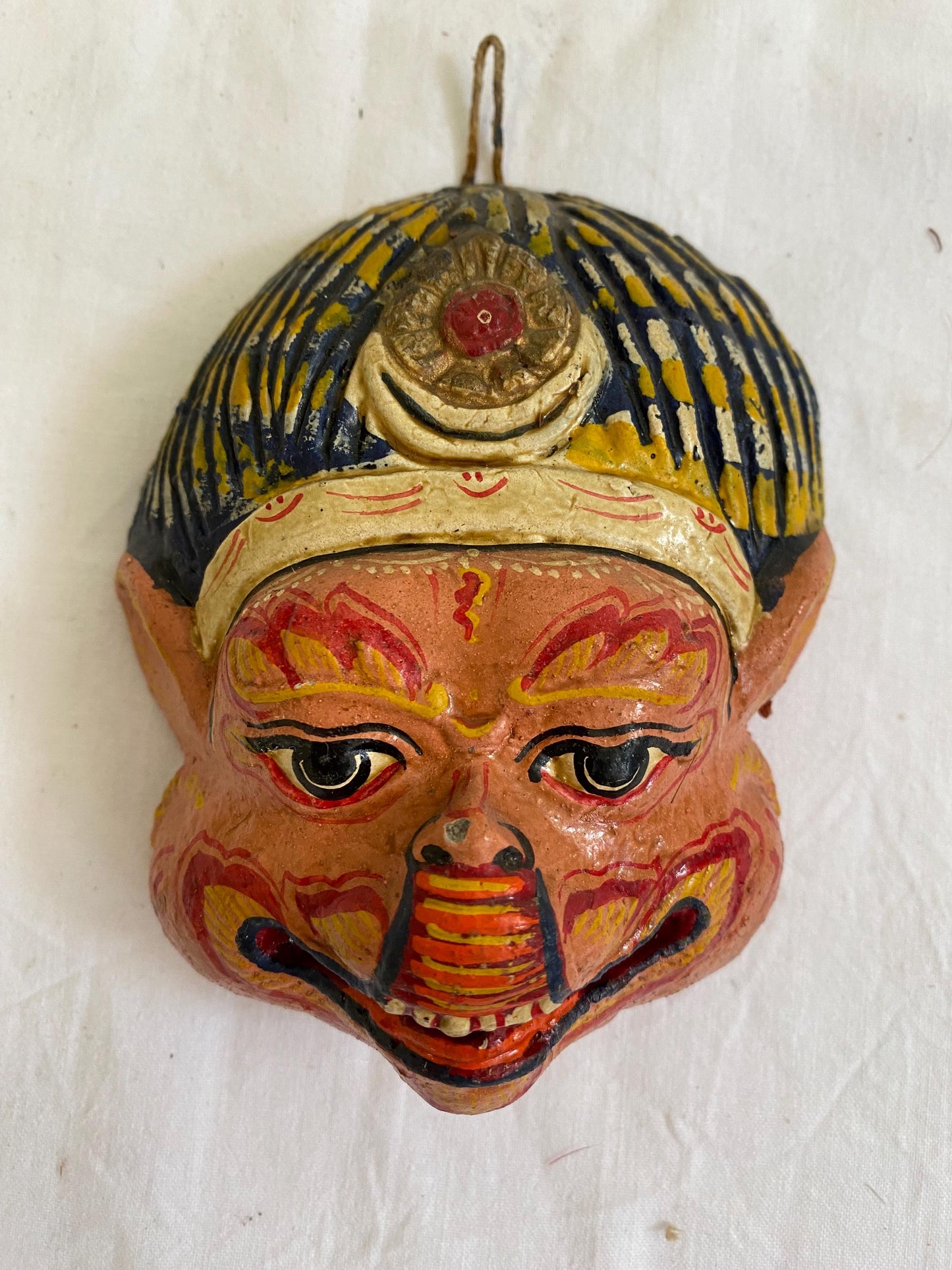 Maschera di Hanuman in Argilla - Arte Sacra Indonesiana - Scultura Unica a Mano