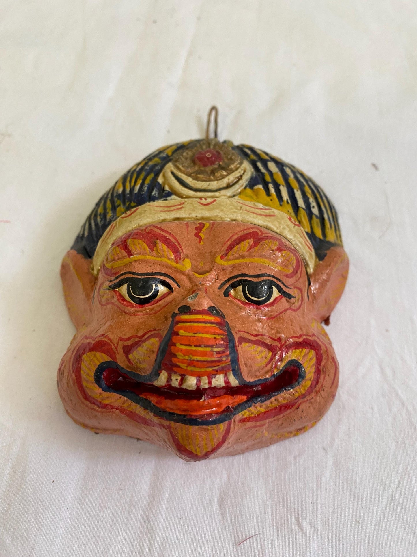 Maschera di Hanuman in Argilla - Arte Sacra Indonesiana - Scultura Unica a Mano