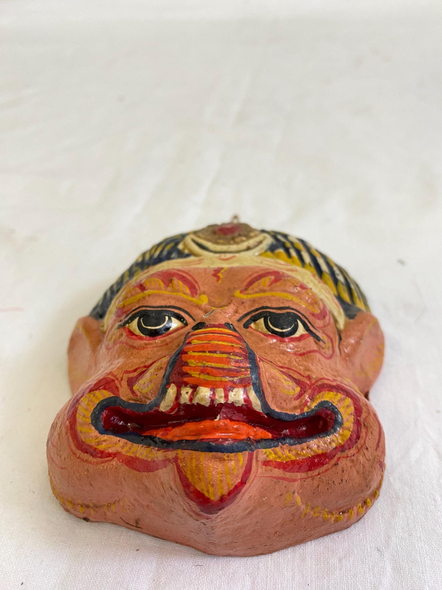 Maschera di Hanuman in Argilla - Arte Sacra Indonesiana - Scultura Unica a Mano