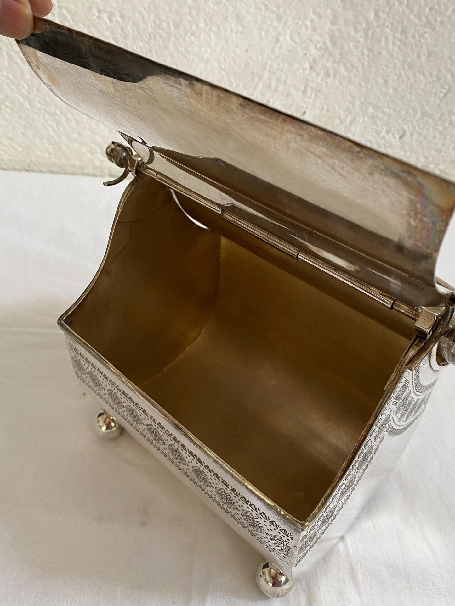 Cesto a Forma di Borsa in Argento Placcato - Biscottiera Antica con Coperchi Rialzabili e Maniglia