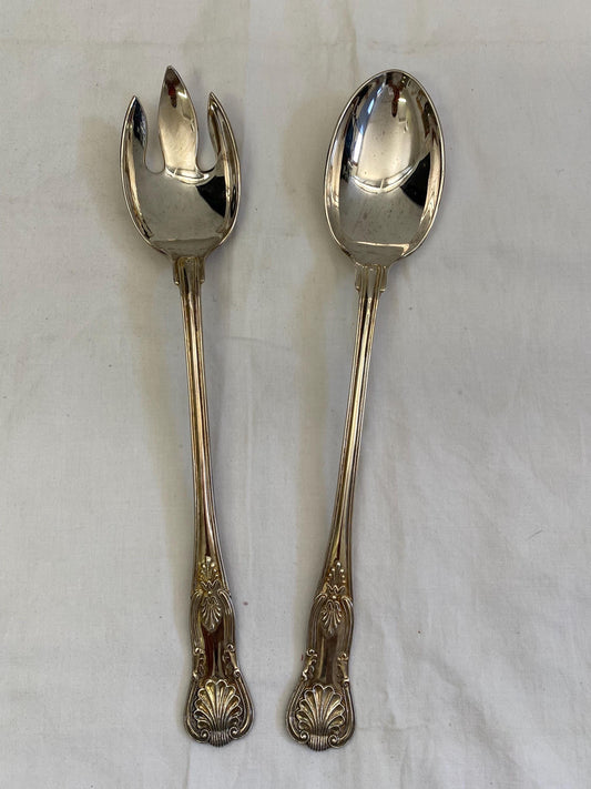Forchetta e Cucchiaio da Ripieno Vintage Paul Revere - Placcati in Argento - 33 cm