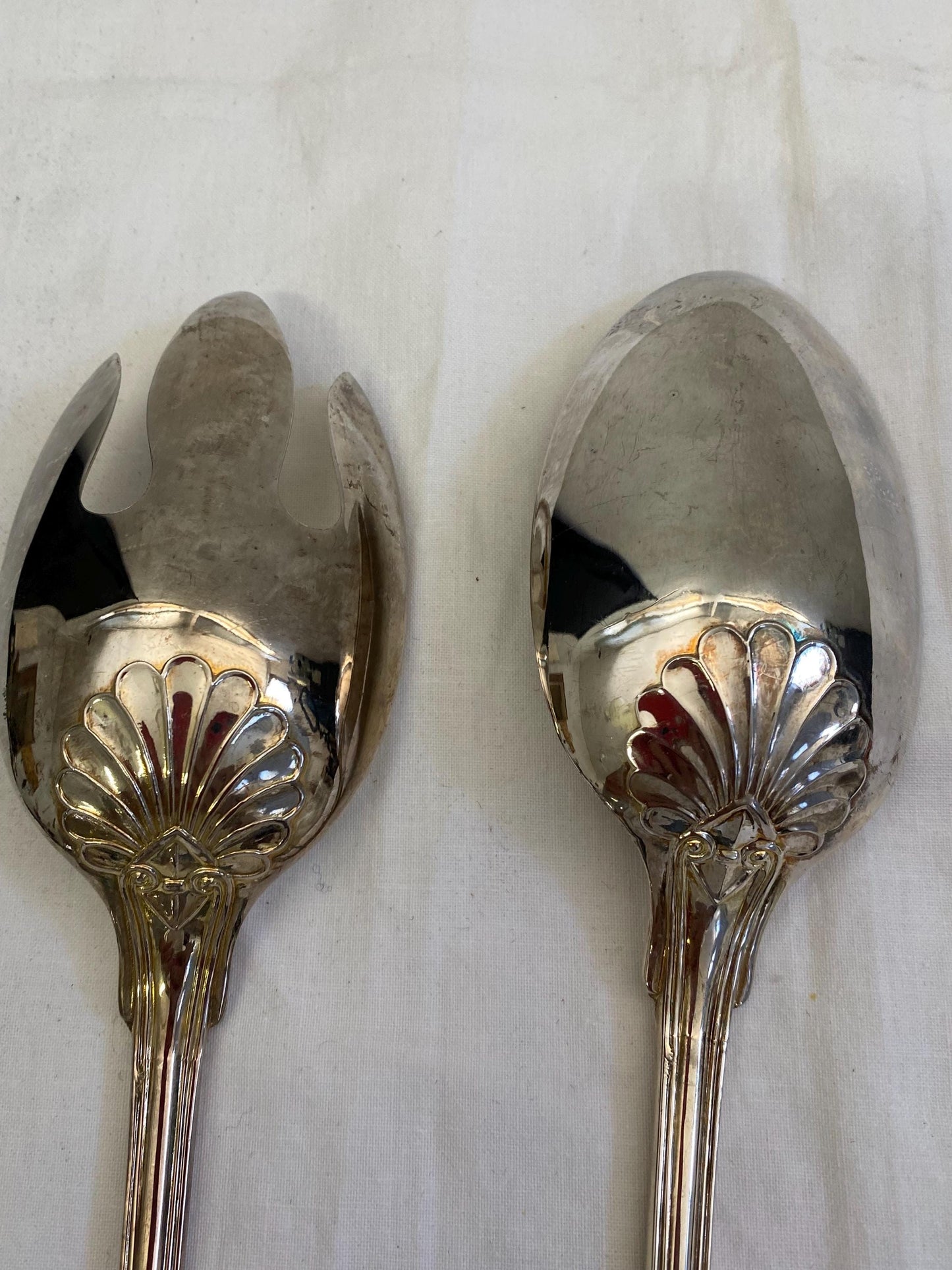 Forchetta e Cucchiaio da Ripieno Vintage Paul Revere - Placcati in Argento - 33 cm