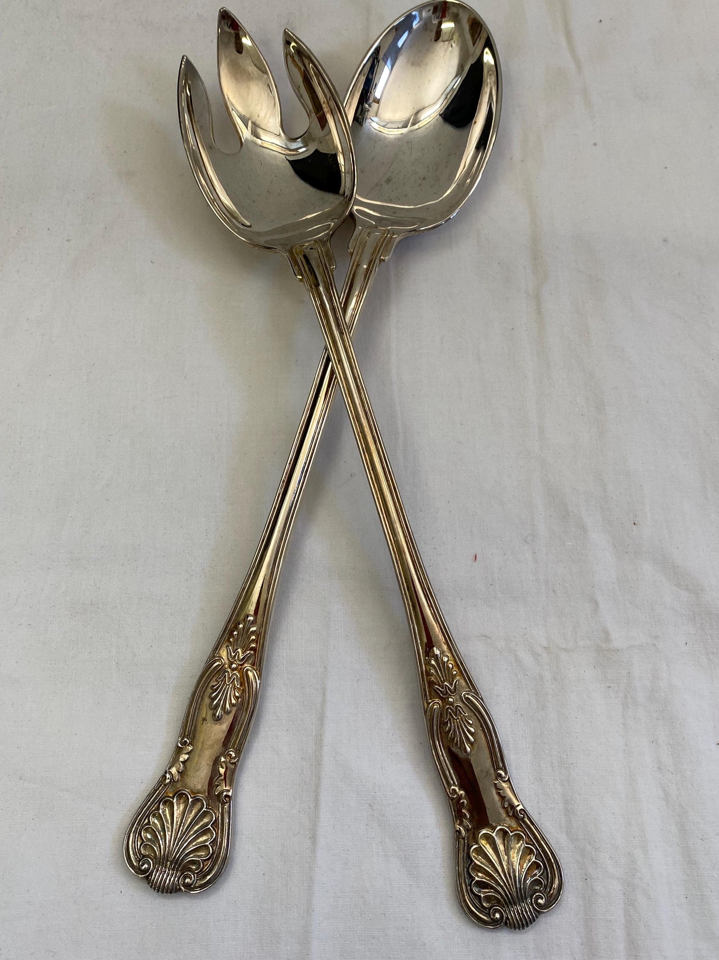 Forchetta e Cucchiaio da Ripieno Vintage Paul Revere - Placcati in Argento - 33 cm