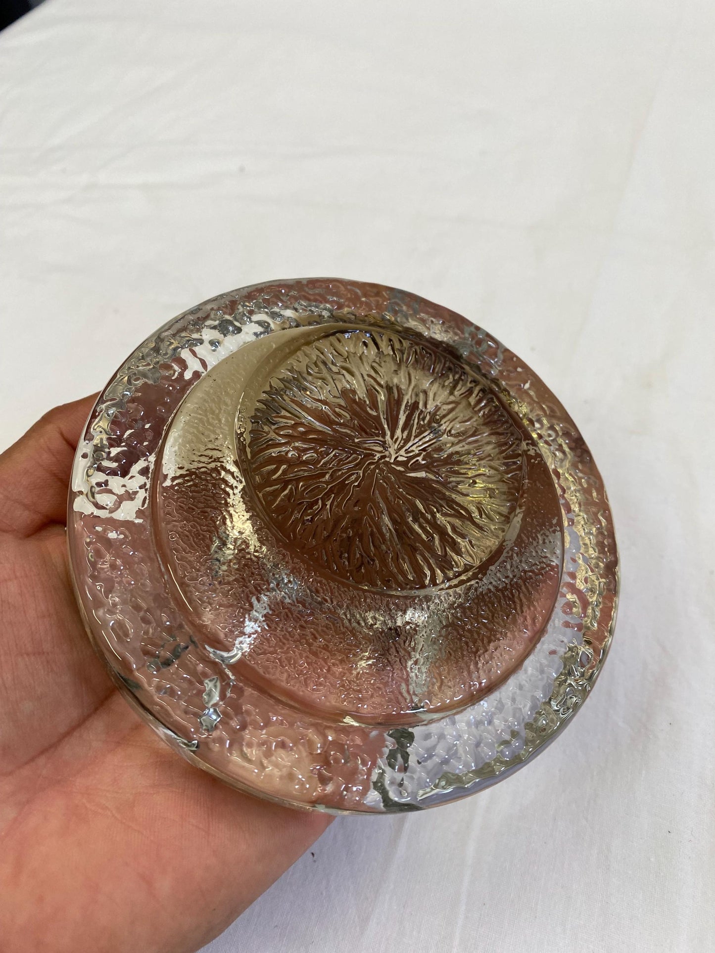 Posacenere in Vetro di Murano Trasparente Fumè Vintage Rotondo - 12x2,50 cm